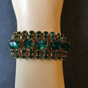 Green Crystal and Gold Bracelet